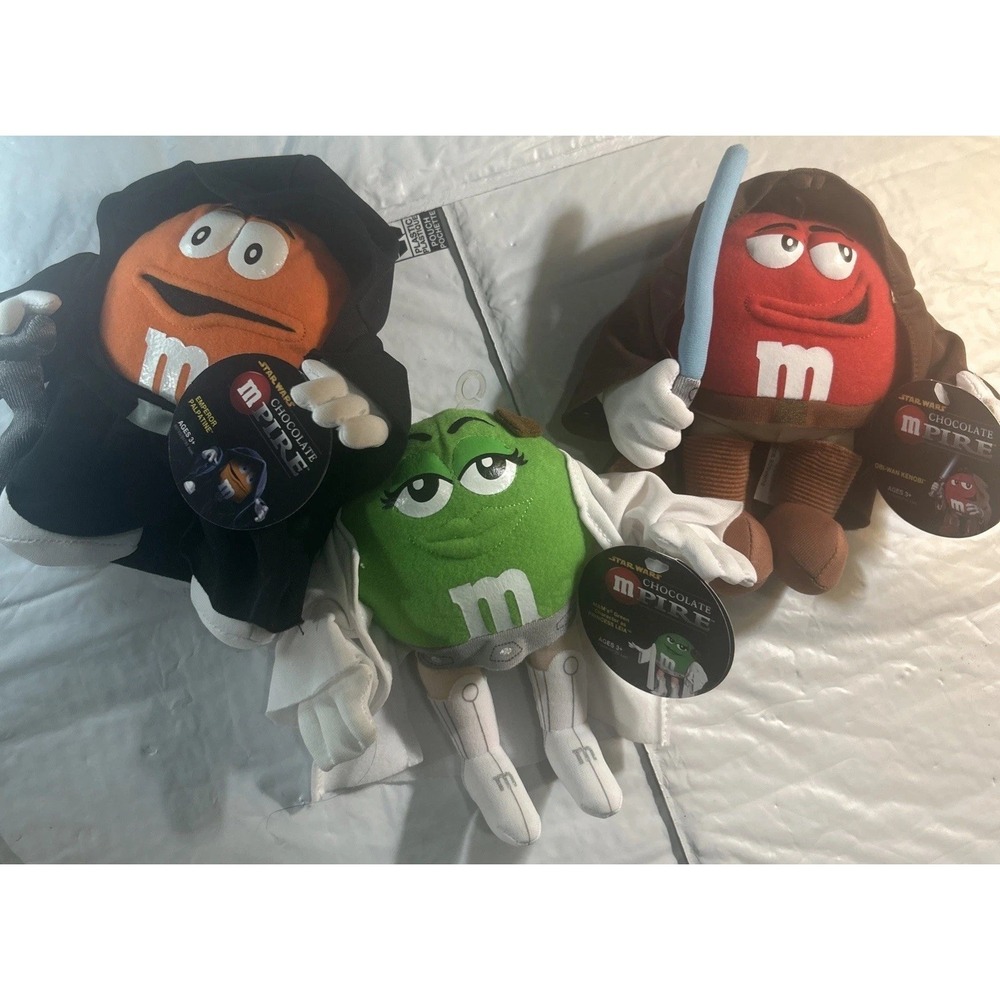Lot of 3 Star Wars M&M Mpire Plushies - Leia, Obi-Wan & Darth Maul New With Tags
